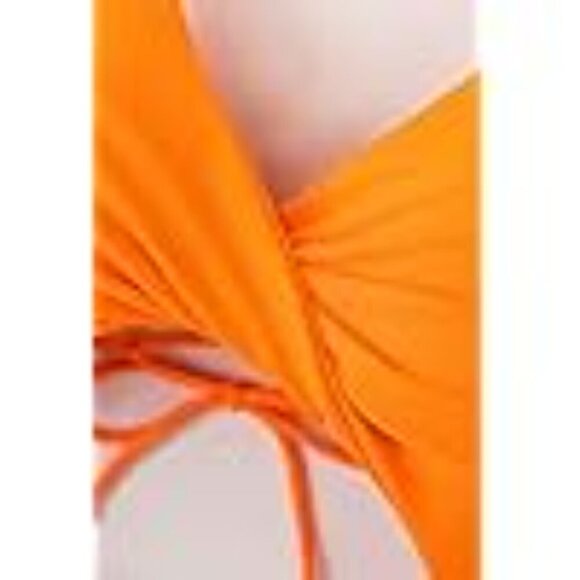 CUPSHE Women's One Piece Swimsuit Twist Cutout Front Crisscross Lace Up Back SzL - Picture 6 of 6